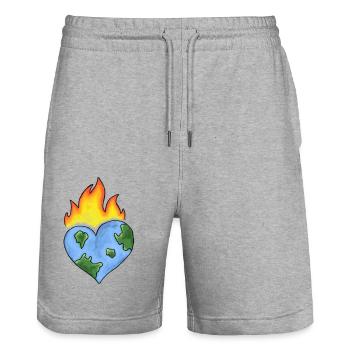 Liebe Erde - Stanley/Stella Unisex Bio Joggingshorts Trainer  - Grau meliert - Vorne - Nik (191cm) & Marisol (170cm)