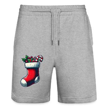 Weihnachtsstrumpf - Stanley/Stella Unisex Bio Joggingshorts Trainer  - Grau meliert - Vorne - Nik (191cm) & Marisol (170cm)