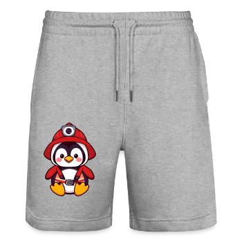 Brave Penguin Pompier Sauvetage - Short de jogging bio TRAINER Stanley/Stella unisexe - gris chiné - Devant - Nik (191cm) & Marisol (170cm)