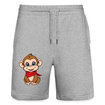 Niedliches Affe Rotes Bandana - Stanley/Stella Unisex Bio Joggingshorts Trainer  - Grau meliert - Vorne - Nik (191cm) & Marisol (170cm)