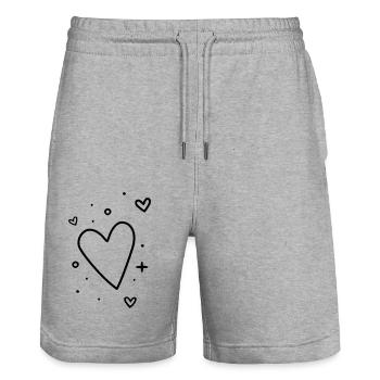 Großes Herz und kleine Herzen - Stanley/Stella Unisex Bio Joggingshorts Trainer  - Grau meliert - Vorne - Nik (191cm) & Marisol (170cm)