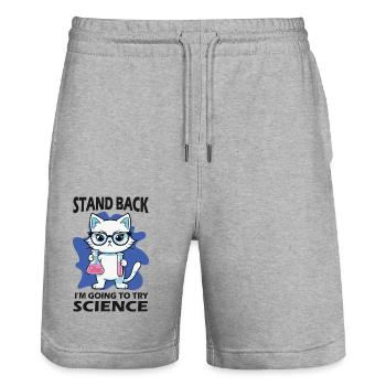 Résignation - J’essaie la science - Short de jogging bio TRAINER Stanley/Stella unisexe - gris chiné - Devant - Nik (191cm) & Marisol (170cm)