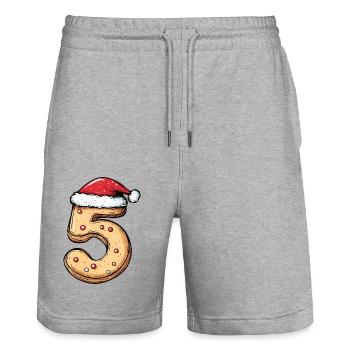 5 Zahl Weihnachten Keks - Stanley/Stella Unisex Bio Joggingshorts Trainer  - Grau meliert - Vorne - Nik (191cm) & Marisol (170cm)