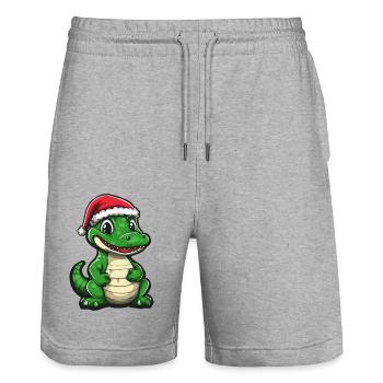 Noël de l’alligator - Short de jogging bio TRAINER Stanley/Stella unisexe - gris chiné - Devant - Nik (191cm) & Marisol (170cm)