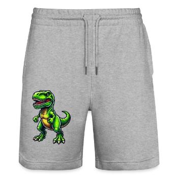 Dinosaur T-Rex - Stanley/Stella Trainer Unisex Organic Jogging Shorts - heather grey - Front - Nik (191cm) & Marisol (170cm)