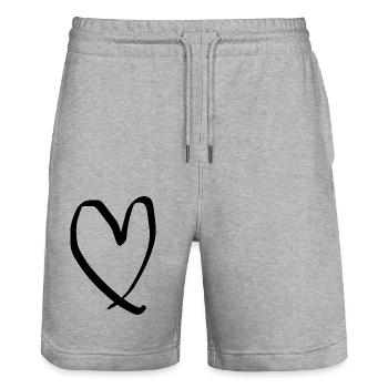 Drawn Heart Valentine's Day Gift - Stanley/Stella Trainer Unisex Organic Jogging Shorts - heather grey - Front - Nik (191cm) & Marisol (170cm)