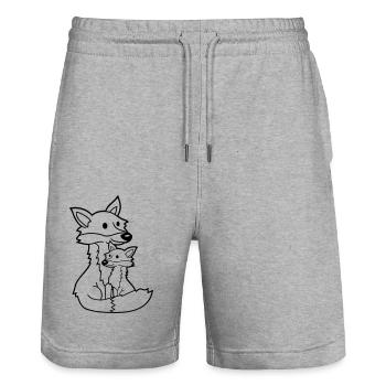 2 Foxes Mother Red Fox Little Child Father Mom - Stanley/Stella Trainer Unisex Organic Jogging Shorts - heather grey - Front - Nik (191cm) & Marisol (170cm)