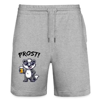 dachs bier prost - Stanley/Stella Unisex Bio Joggingshorts Trainer  - Grau meliert - Vorne - Nik (191cm) & Marisol (170cm)