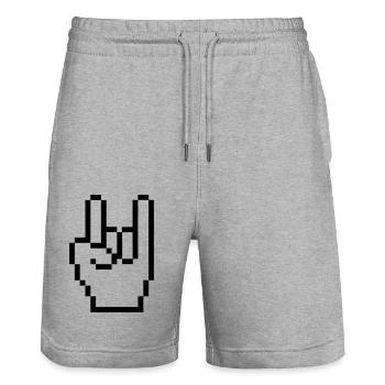Rock Pixel Hand - Stanley/Stella Trainer Unisex Organic Jogging Shorts - heather grey - Front - Nik (191cm) & Marisol (170cm)