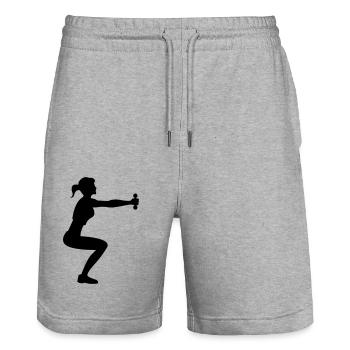 Lady Fitness - Stanley/Stella Trainer Unisex Organic Jogging Shorts - heather grey - Front - Nik (191cm) & Marisol (170cm)