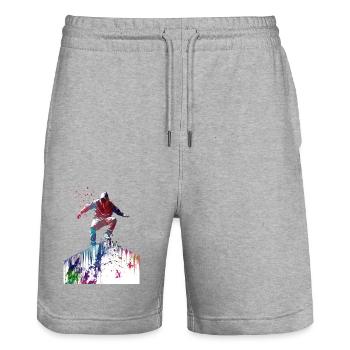 Parkour Stadtsport Kunst - Stanley/Stella Unisex Bio Joggingshorts Trainer  - Grau meliert - Vorne - Nik (191cm) & Marisol (170cm)