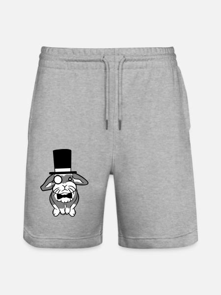 Mr. Bunny Gentleman Hoge Hoed Monocle Bril - Stanley/Stella uniseks bio-joggingshorts Mover  - grijs gemêleerd