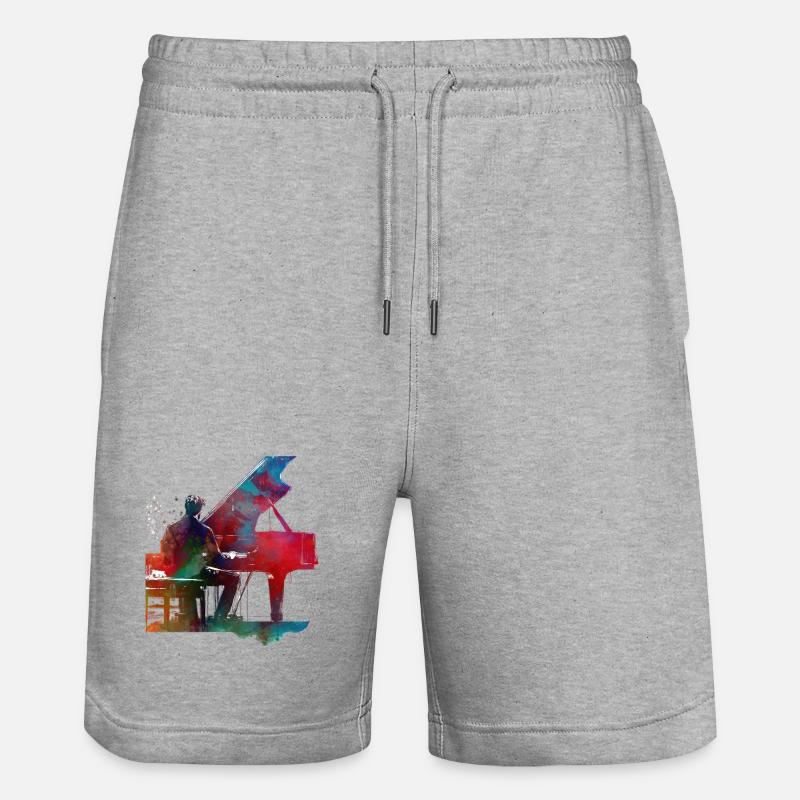 Pianiste art musical - Short de jogging bio TRAINER Stanley/Stella unisexe - gris chiné