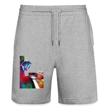 Pianist music art - Stanley/Stella Trainer Unisex Organic Jogging Shorts - heather grey - Front - Nik (191cm) & Marisol (170cm)