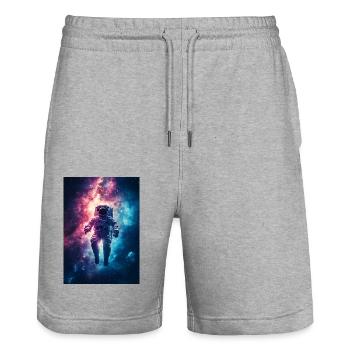 Astronaut 2 - Stanley/Stella Trainer Unisex Organic Jogging Shorts - heather grey - Front - Nik (191cm) & Marisol (170cm)