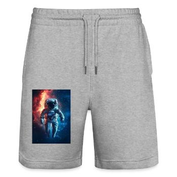 Astronaut 8 - Stanley/Stella Trainer Unisex Organic Jogging Shorts - heather grey - Front - Nik (191cm) & Marisol (170cm)