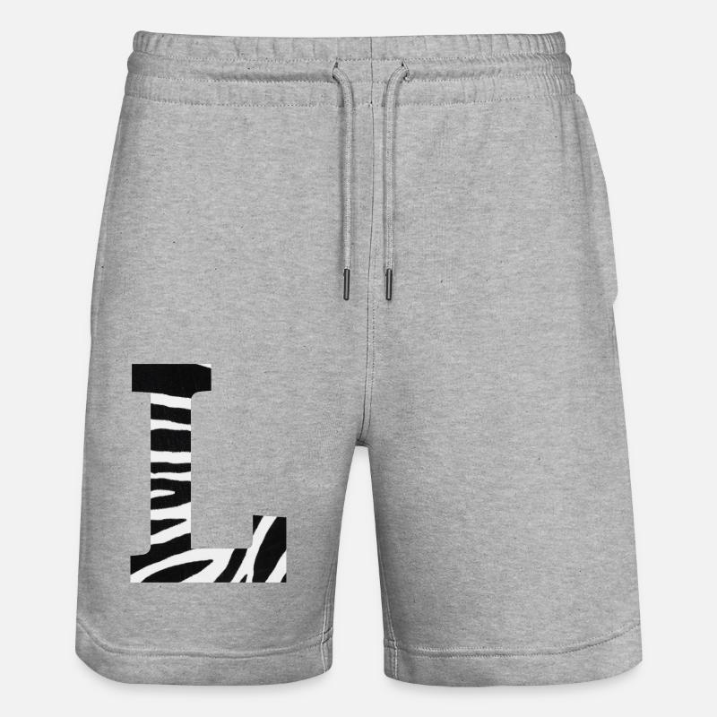 Buchstabe l Zebra - Stanley/Stella Unisex Bio Joggingshorts Trainer  - Grau meliert
