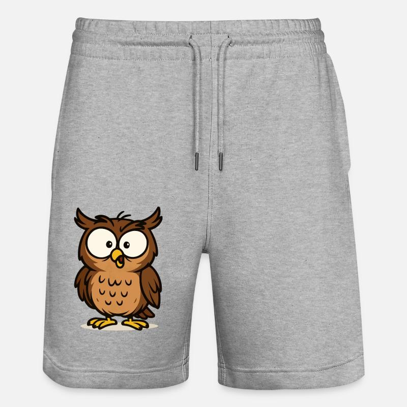 eule comic 1 - Stanley/Stella Unisex Bio Joggingshorts Trainer  - Grau meliert