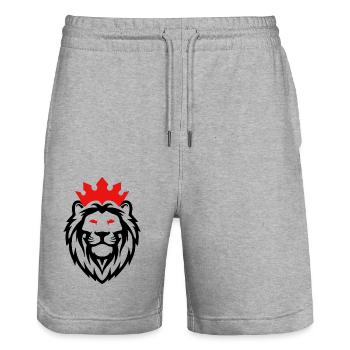Lion minimaliste : élégance et puissance - Short de jogging bio TRAINER Stanley/Stella unisexe - gris chiné - Devant - Nik (191cm) & Marisol (170cm)