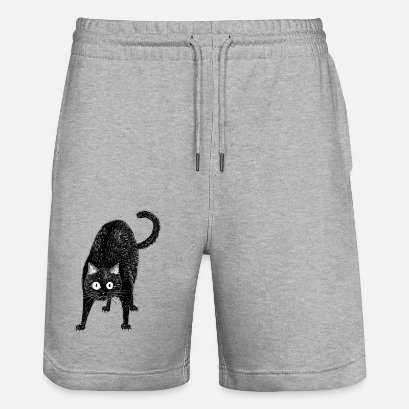Chat noir - Short de jogging bio TRAINER Stanley/Stella unisexe - gris chiné