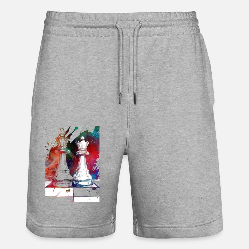 Pions d’échecs Sport - Short de jogging bio TRAINER Stanley/Stella unisexe - gris chiné