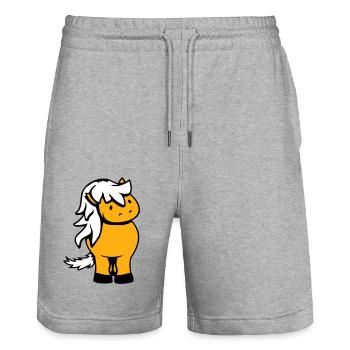 Pferd Süß Pony Fohlen Pferdemädchen Niedlich Comic - Stanley/Stella Unisex Bio Joggingshorts Trainer  - Grau meliert - Vorne - Nik (191cm) & Marisol (170cm)