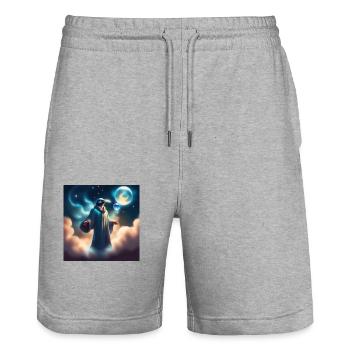 Jottudatoya ⚡️⚡️⚡️ - Stanley/Stella Unisex Bio Joggingshorts Trainer  - Grau meliert - Vorne - Nik (191cm) & Marisol (170cm)