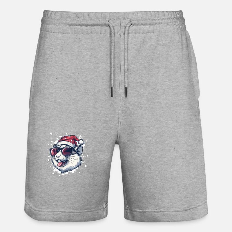 Hamster Noël drôle - Short de jogging bio TRAINER Stanley/Stella unisexe - gris chiné