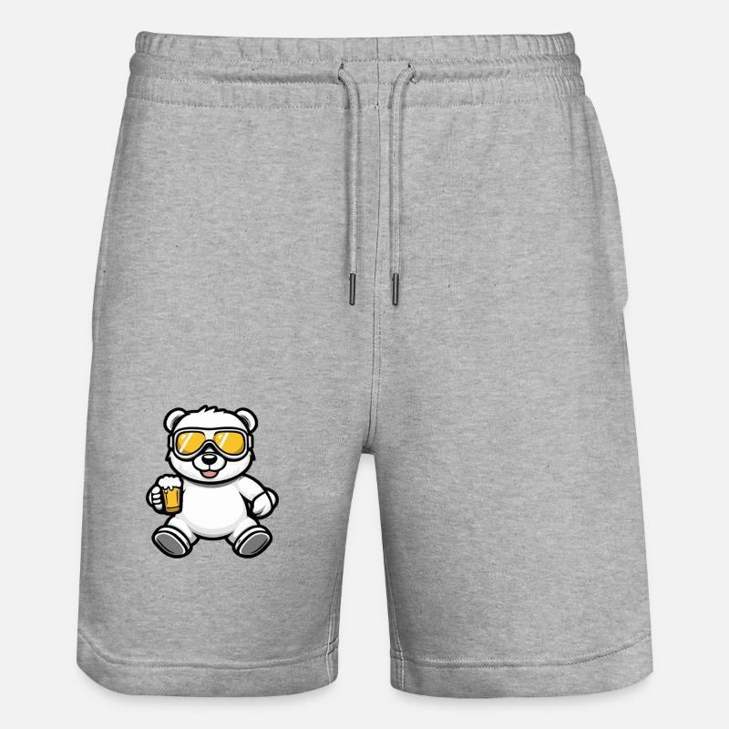 Bear Après Ski Beer Comic - Stanley/Stella Trainer Unisex Organic Jogging Shorts - heather grey