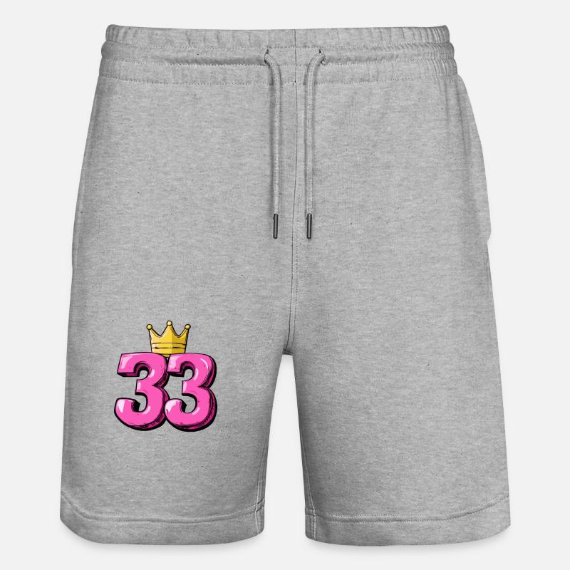 33 Nombre Couronne - Short de jogging bio TRAINER Stanley/Stella unisexe - gris chiné