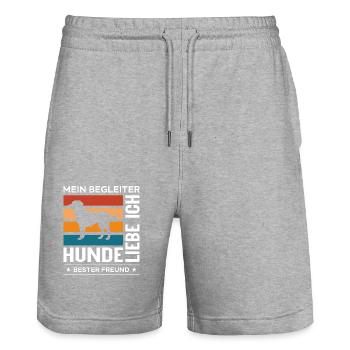 I love dogs - Stanley/Stella Trainer Unisex Organic Jogging Shorts - heather grey - Front - Nik (191cm) & Marisol (170cm)
