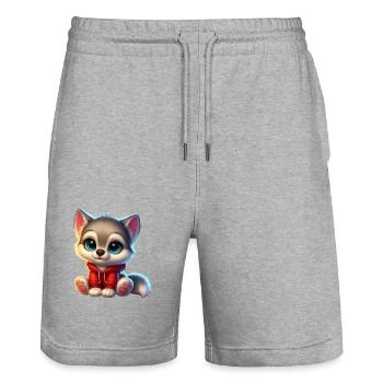 Wolf 2 - Stanley/Stella Unisex Bio Joggingshorts Trainer  - Grau meliert - Vorne - Nik (191cm) & Marisol (170cm)