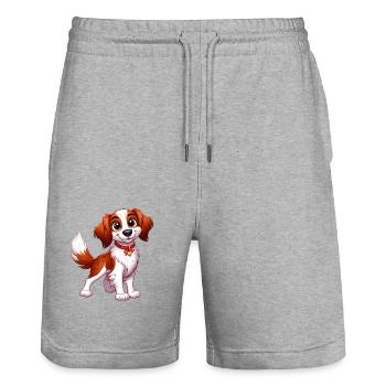 Brittany Spaniel 5 - Stanley/Stella Trainer Unisex Organic Jogging Shorts - heather grey - Front - Nik (191cm) & Marisol (170cm)