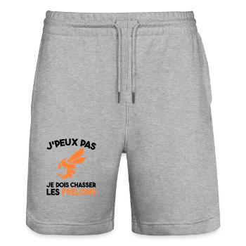 Chasseur De Frelons Insecte J'peux Pas Humour - Short de jogging bio TRAINER Stanley/Stella unisexe - gris chiné - Devant - Nik (191cm) & Marisol (170cm)