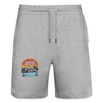 1973 Vintage Retro Geburtstagsgeschenk Geboren 1973 - Stanley/Stella Unisex Bio Joggingshorts Trainer  - Grau meliert - Vorne - Nik (191cm) & Marisol (170cm)