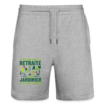 Jardinage Cadeau Hommes Jardinier Retraite Jardin - Short de jogging bio TRAINER Stanley/Stella unisexe - gris chiné - Devant - Nik (191cm) & Marisol (170cm)