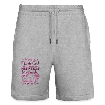 Oma, ich liebe meine kleinen Kinder und das Wohnmobil - Stanley/Stella Unisex Bio Joggingshorts Trainer  - Grau meliert - Vorne - Nik (191cm) & Marisol (170cm)