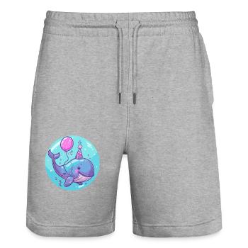 Wal Geburtstag Baby - Stanley/Stella Unisex Bio Joggingshorts Trainer  - Grau meliert - Vorne - Nik (191cm) & Marisol (170cm)