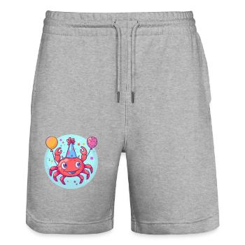 crabe crabe anniversaire bébé - Short de jogging bio TRAINER Stanley/Stella unisexe - gris chiné - Devant - Nik (191cm) & Marisol (170cm)