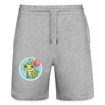 Echse Geburtstag Baby - Stanley/Stella Unisex Bio Joggingshorts Trainer  - Grau meliert - Vorne - Nik (191cm) & Marisol (170cm)