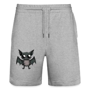 Fledermaus Halloween Comic Lustig - Stanley/Stella Unisex Bio Joggingshorts Trainer  - Grau meliert - Vorne - Nik (191cm) & Marisol (170cm)