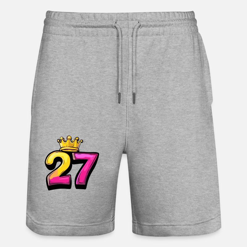 27 Nombre Couronne - Short de jogging bio TRAINER Stanley/Stella unisexe - gris chiné