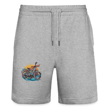 Radical Style: Bicycle design to wear! - Stanley/Stella Trainer Unisex Organic Jogging Shorts - heather grey - Front - Nik (191cm) & Marisol (170cm)