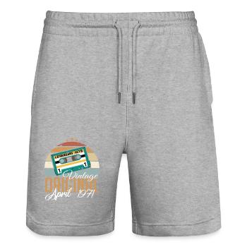 Die Legenden wurden im April 1971 geboren Geschenk - Stanley/Stella Unisex Bio Joggingshorts Trainer  - Grau meliert - Vorne - Nik (191cm) & Marisol (170cm)