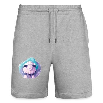 Sleeping sheep - Stanley/Stella Trainer Unisex Organic Jogging Shorts - heather grey - Front - Nik (191cm) & Marisol (170cm)