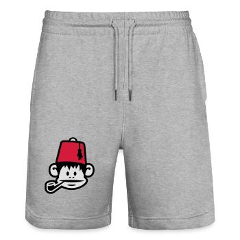 monkey fez ape primat affe pipe smoker - Short de jogging bio TRAINER Stanley/Stella unisexe - gris chiné - Devant - Nik (191cm) & Marisol (170cm)
