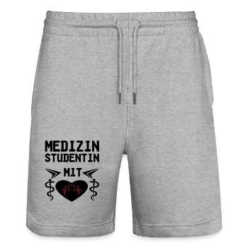 Medizinstudentin mit Herz Geschenk - Stanley/Stella Unisex Bio Joggingshorts Trainer  - Grau meliert - Vorne - Nik (191cm) & Marisol (170cm)