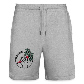 Vegan - Stanley/Stella Unisex Bio Joggingshorts Trainer  - Grau meliert - Vorne - Nik (191cm) & Marisol (170cm)