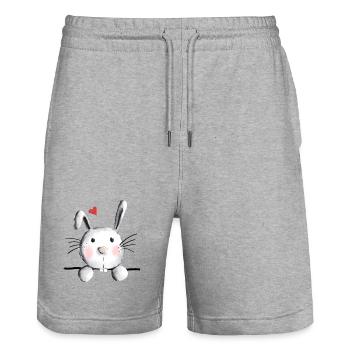 Rabbit with heart - rabbit - bunny - mucki - rabbit - Stanley/Stella Trainer Unisex Organic Jogging Shorts - heather grey - Front - Nik (191cm) & Marisol (170cm)
