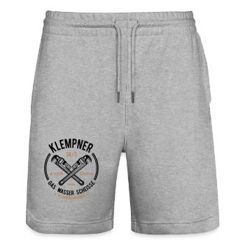 Klempner - Gas, Wasser, Scheiße - Stanley/Stella Unisex Bio Joggingshorts Trainer  - Grau meliert - Vorne - Nik (191cm) & Marisol (170cm)